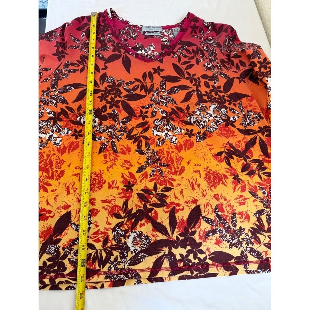 Valerie Stevens Casual Womens Plus 1X Floral Print Pima Cotton‎ Top Blouse - Picture 9 of 14